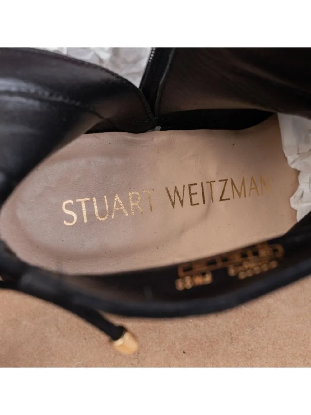 Stuart Weitzman Women Pointy Toe Party Black Suede Zip Back Lace Fashion Boots 7